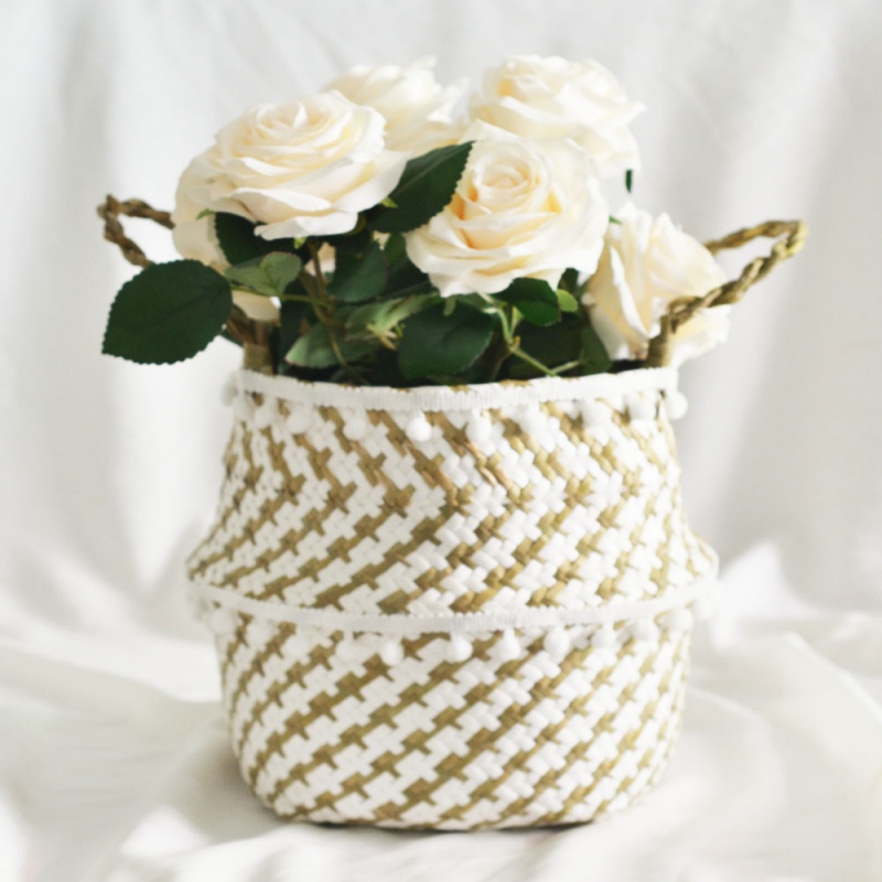 Elegant Seagrass Belly Basket Storage Plant Pot Baskets Laundry Bag